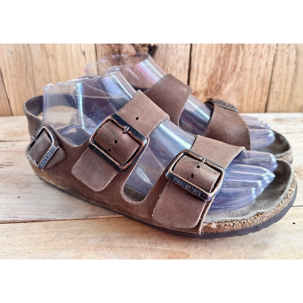 Birkenstock Milano Sandals Leather Boho Women 7 Brown Good